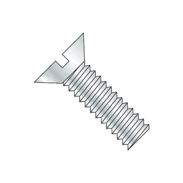 Newport Fasteners #6-32 x 1/2 in Slotted Flat Machine Screw, Zinc Plated Steel, 15000 PK 451948-15000 - main